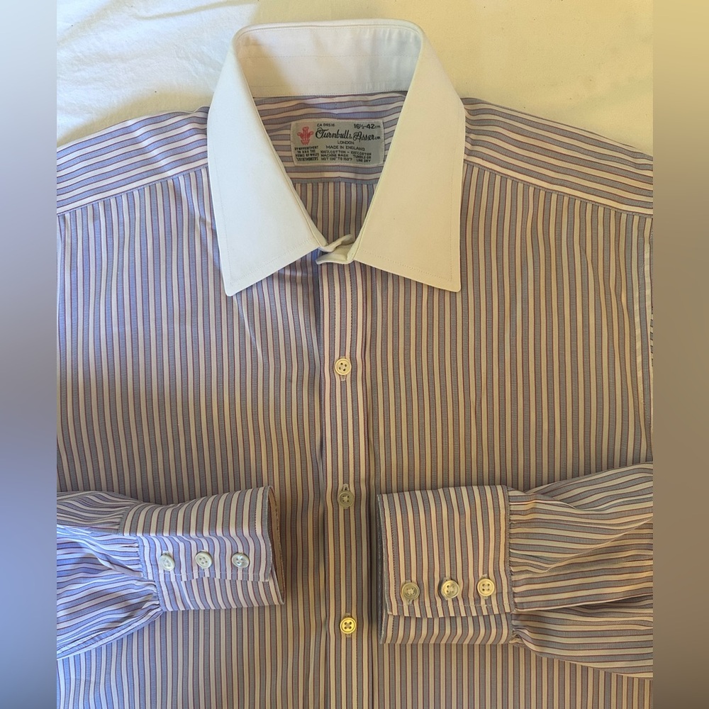 Turnbull & Asser Multicolor Stripe Blue White Red Men’s Dress Shirt Size 16.5-42